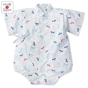 [ベビー]甚平ロンパス トンボ柄 オフホワイト