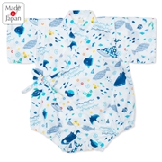 [ベビー]甚平(じんべい)ロンパス 海柄 オフホワイト