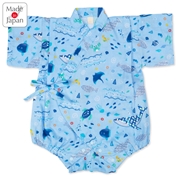 [ベビー]甚平(じんべい)ロンパス 海柄 ブルー