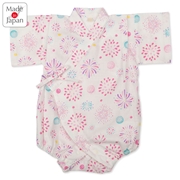 [ベビー]甚平(じんべい)ロンパス 花火柄 オフホワイト