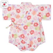 [ベビー]甚平(じんべい)ロンパス さくら柄 オフホワイト