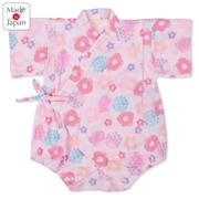 [ベビー]甚平(じんべい)ロンパス さくら柄 ピンク