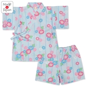 [ベビー]甚平(じんべい)スーツ 朝顔柄 サックス