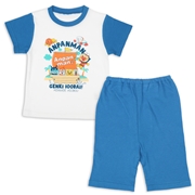 [ベビー]半袖パジャマ　アンパンマン　ブルー