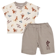 [ベビー]総柄パジャマ　おさるのジョージ　グレー