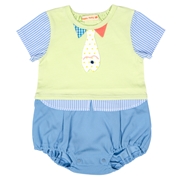 おさかなネクタイロンパース　キミドリ