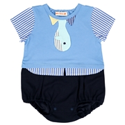 おさかなネクタイロンパース　ブルー