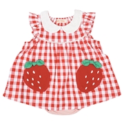 フルーツワンピロンパース　いちご　レッド