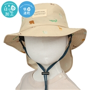 [48~54cm]サファリハット　日よけ付き　はっ水加工　総柄　ベージュ