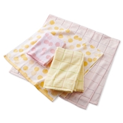 無撚糸湯上がりタオル4点セット ピンク