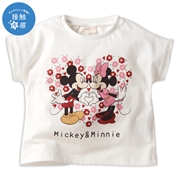 [ベビー]半袖Tシャツ　ミッキー＆ミニー　接触冷感　ホワイト