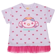 [キッズ]半袖Tシャツ　おかあさんといっしょ　ももいろほっぺ　パープル