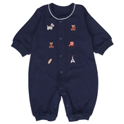 長袖プレオール　刺繍モチーフ　ネイビー