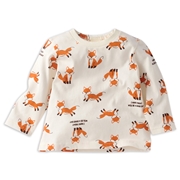 [ベビー]長袖　Ｔシャツ　総柄　オレンジ