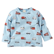 [ベビー]長袖　Ｔシャツ　総柄　サックス