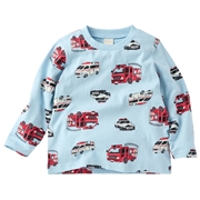 [キッズ]長袖　Ｔシャツ　総柄　サックス