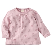 [ベビー]長袖　Ｔシャツ　総柄　ピンク