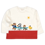 [ベビー]長袖　Ｔシャツ　切替　レッド