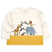 [ベビー]長袖　Ｔシャツ　切替　イエロー