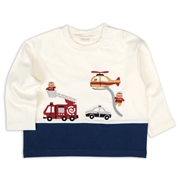 [ベビー]長袖　Ｔシャツ　切替　ネイビー