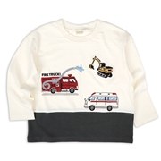 [キッズ]長袖　Ｔシャツ　切替　チャコールグレー