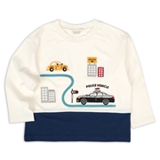 [キッズ]長袖　Ｔシャツ　切替　ネイビー