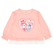 [キッズ]裾フリル長袖Ｔシャツ　アンパンマン　ピンク