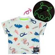 [ベビー]半袖Ｔシャツ　蓄光　深海生物図鑑　グレー