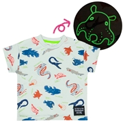[キッズ]半袖Ｔシャツ　蓄光　深海生物図鑑　グレー