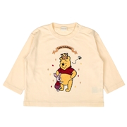[ベビー]長袖Tシャツ　さがら刺しゅう　プー　ベージュ