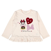 [キッズ]長袖Tシャツ　さがら刺しゅう　ミニー　オフホワイト