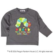 [ベビー]長袖Ｔシャツ　はらぺこあおむし　チャコールグレー