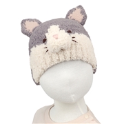 [48~50cm]ニット帽　アニマルモコモコ　かぞく　ねこ