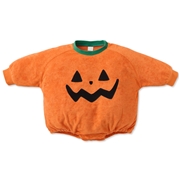 [ベビー]ハロウィンまるロンパース かぼちゃ オレンジ