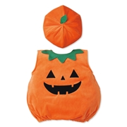 [80～90cm]ハロウィン帽子付きベスト かぼちゃ オレンジ