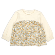 [キッズ]長袖Tシャツ　胸切替　イエロー