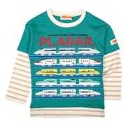 [ベビー]長袖Ｔシャツ　プラレール　グリーン
