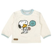 [ベビー]長袖Tシャツ　さがら刺しゅう　PEANUTSBaby　オフホワイト