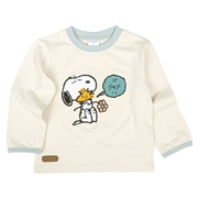 [キッズ]長袖Tシャツ　さがら刺しゅう　PEANUTSBaby　オフホワイト