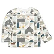 [キッズ]長袖Tシャツ　総柄　PEANUTSBaby　グレー