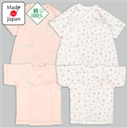 [スナップタイプ]ふわふわコットンはじめて肌着4点セット　ピンク