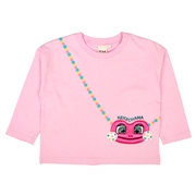[キッズ]ポシェット風Tシャツ　けけちゃま　ピンク