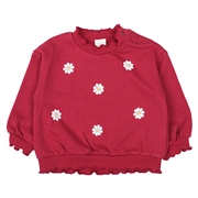 [ベビー]長袖トレーナー  花モチーフ レッド