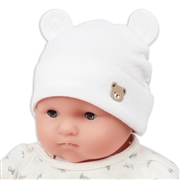 [32~36cm]ベビー帽子(生まれたて)　ジャガードくま刺繍