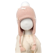 [48~54cm]ウィンター帽　リボンモチーフ　ピンク