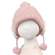 [48~54cm]ニット帽　ハートモチーフ　ピンク