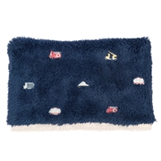 ネックウォーマー　総柄刺繍　ネイビー