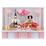 【送料無料】名入れ親王ケース飾り「扇に大桜ピンク」 38047M  雛人形