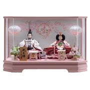 【送料無料】 久月 親王ケース飾り　「六角ピンクハート刺繍」　38100K 雛人形