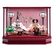 【送料無料】 久月 親王ケース飾り　「六角アクリル金彩桜刺繍」　38101K 雛人形